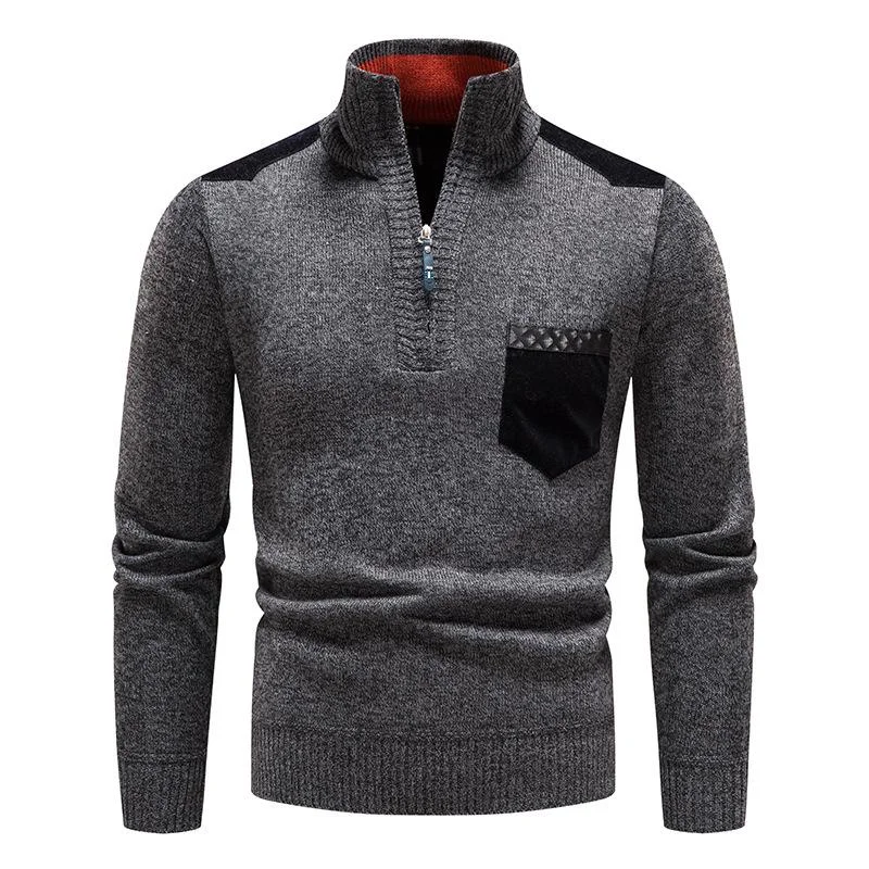 mens-half-turtleneck-thickened-slim-fit-zip-pullover-knitwear-37961297m