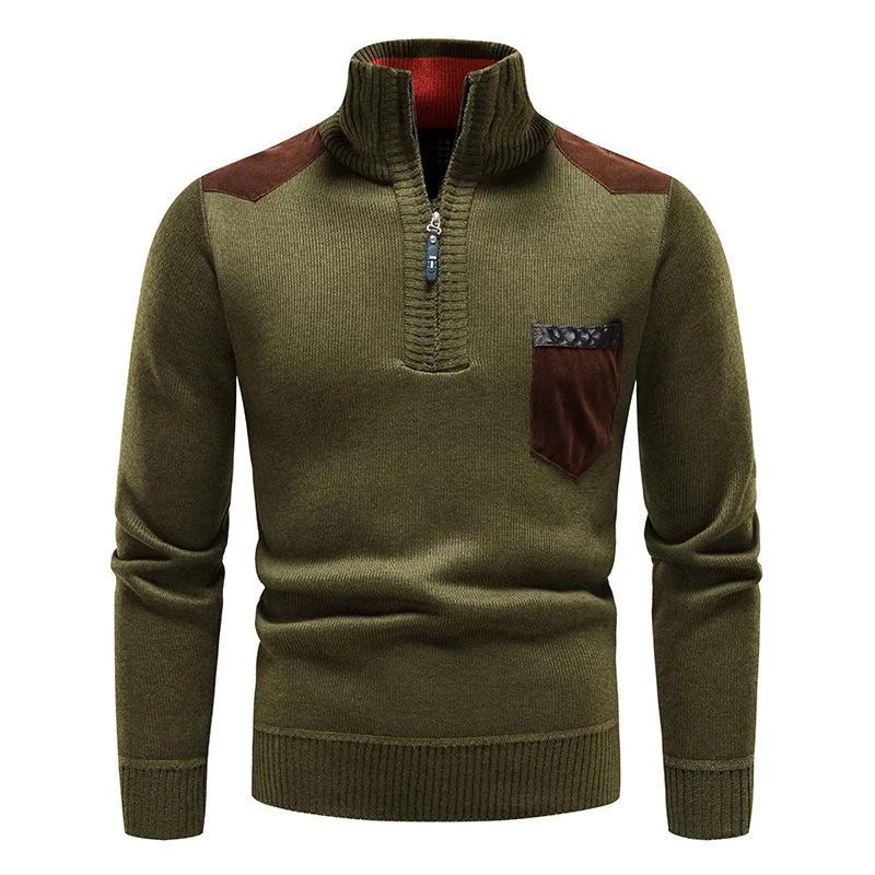 mens-half-turtleneck-thickened-slim-fit-zip-pullover-knitwear-37961297m