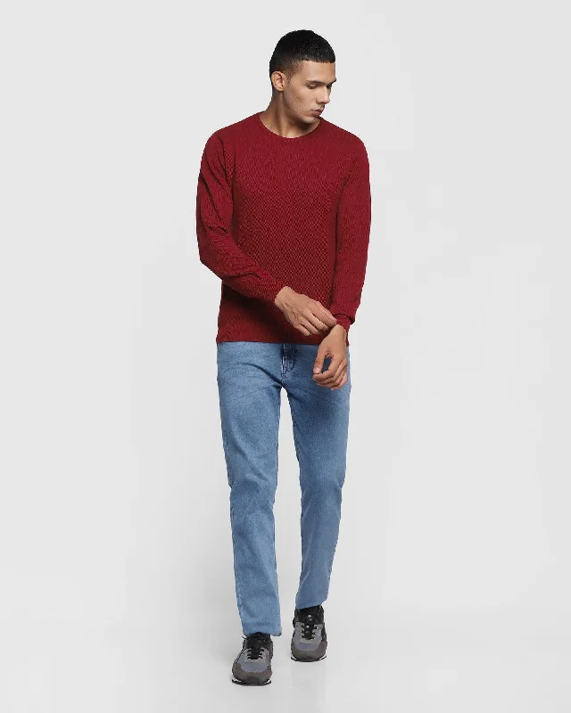 textured-crew-neck-sweater-in-maroon-delta