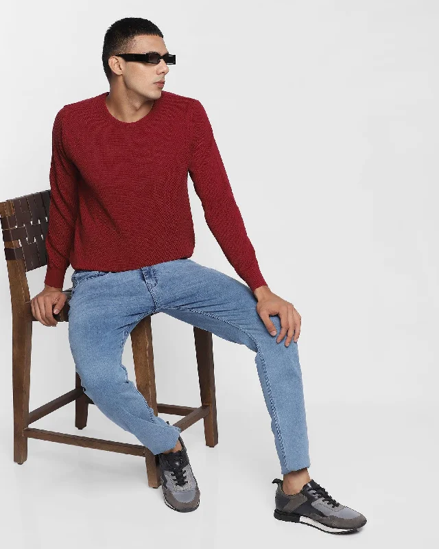 textured-crew-neck-sweater-in-maroon-delta