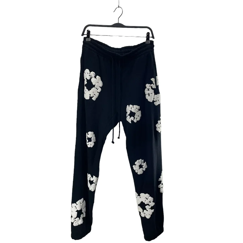 DENIM TEARS/Pants/M/Cotton/BLK/All Over Print/WHITE FLOWERS ALL OVER