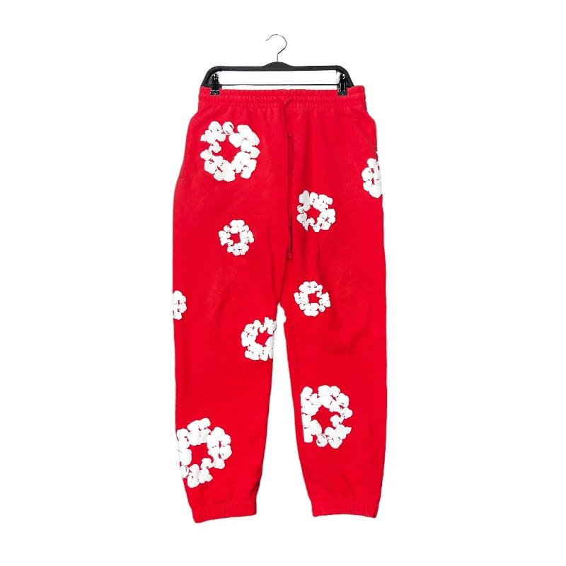 DENIM TEARS/Straight Pants/M/Cotton/RED/Joggers/All Over Print/