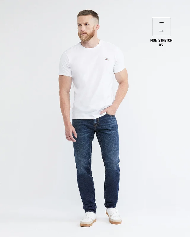 SLIM FIT MID-RISE DARK JEANS IN ULTRA DARK WASH