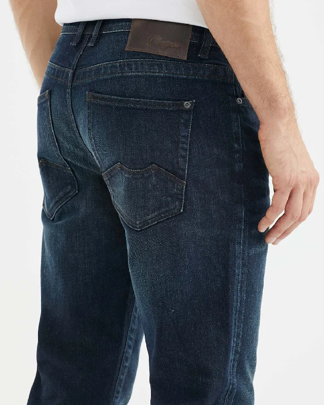 SLIM FIT MID-RISE JEANS IN ULTRA DARK WASH