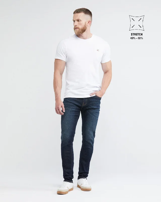 SLIM FIT MID-RISE DARK JEANS IN ULTRA DARK WASH