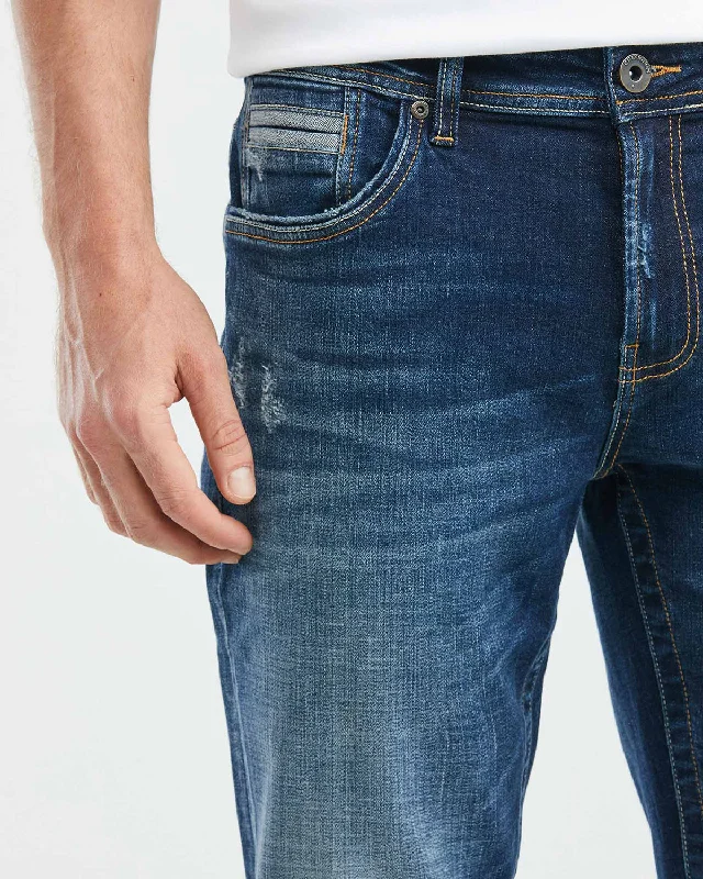 SLIM FIT MID-RISE JEANS IN DARK WASH