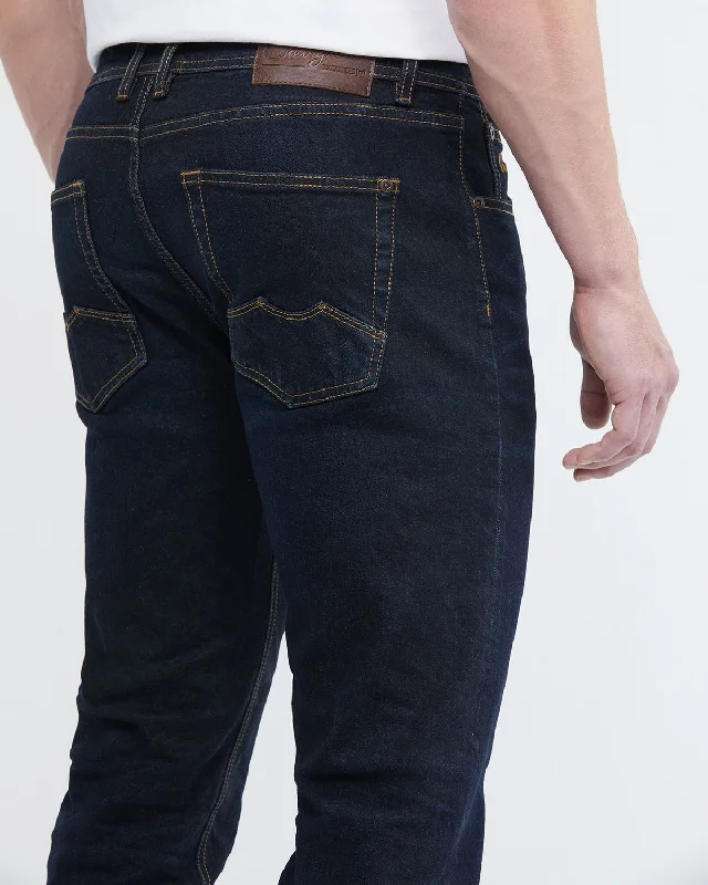 STRAIGHT FIT MID-RISE JEANS IN ULTRA DARK WASH