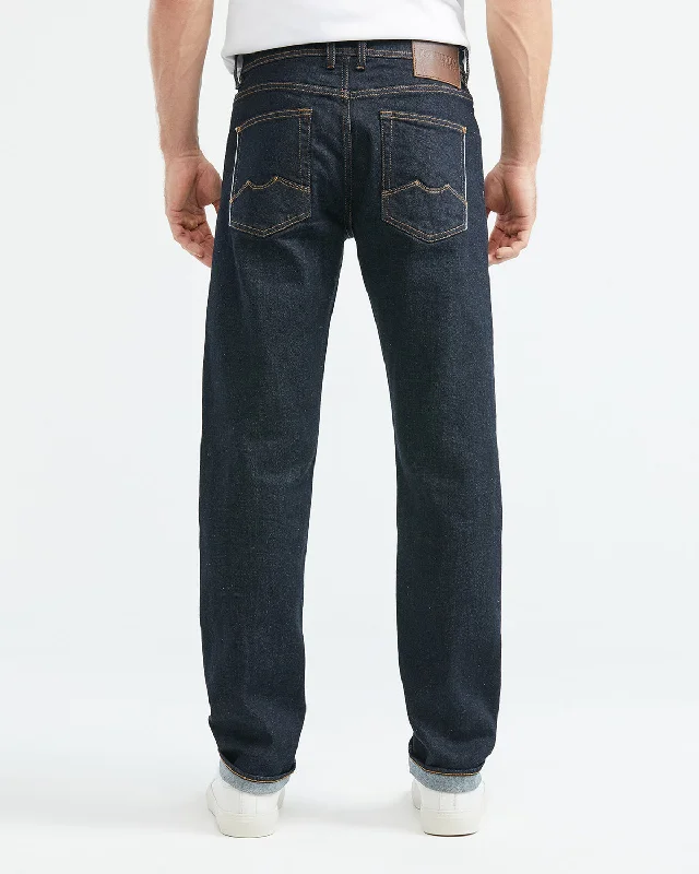 STRAIGHT FIT MID-RISE JEANS IN ULTRA DARK WASH