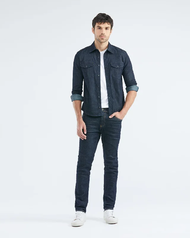 STRAIGHT FIT MID-RISE JEANS IN ULTRA DARK WASH