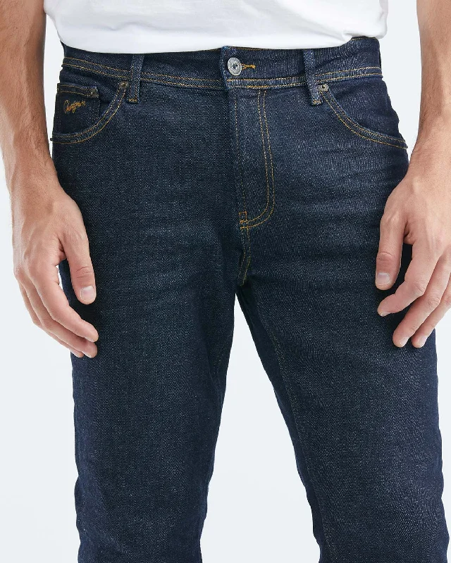 STRAIGHT FIT MID-RISE JEANS IN ULTRA DARK WASH