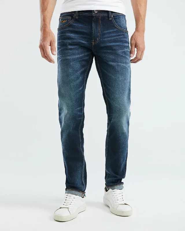 STRAIGHT FIT MID-RISE JEANS IN ULTRA DARK WASH