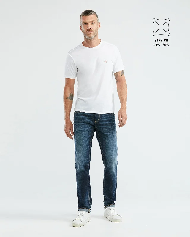 STRAIGHT FIT MID-RISE JEANS IN ULTRA DARK WASH