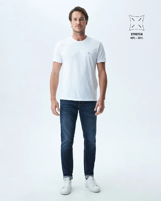 STRAIGHT FIT MID-RISE JEANS IN ULTRA DARK WASH