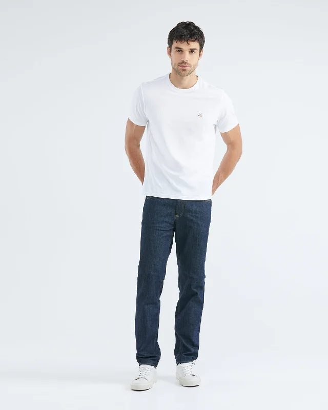 STRAIGHT FIT MID-RISE JEANS IN ULTRA DARK WASH