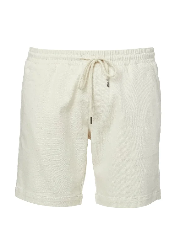 Higgers Cotton Twill Blend White Shorts - BM23934