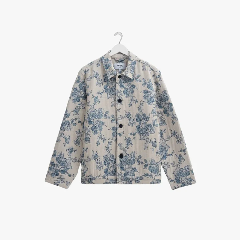 Iggy Jacket Floral Jacquard (Ecru + Blue)