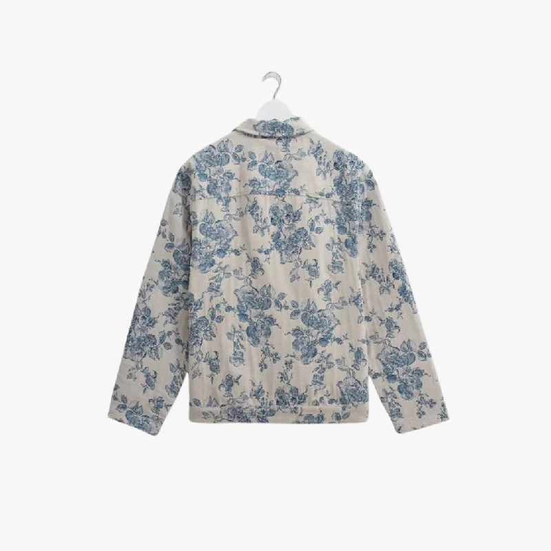 Iggy Jacket Floral Jacquard (Ecru + Blue)