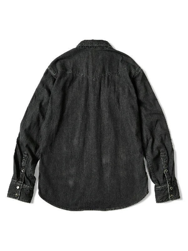 Kapital 8oz black denim western shirt (studs remake) - Black