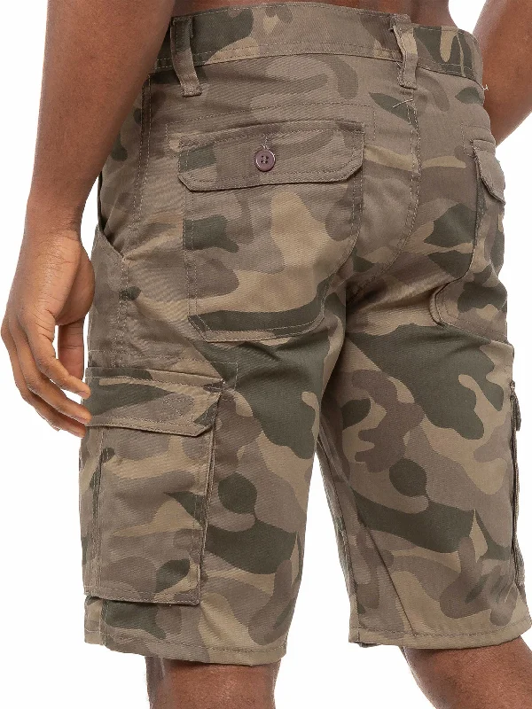 Kruze | Mens Cargo Casual Combat Camo Shorts