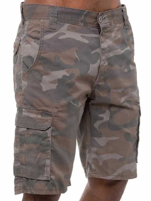 Kruze | Mens Cargo Casual Combat Camo Shorts