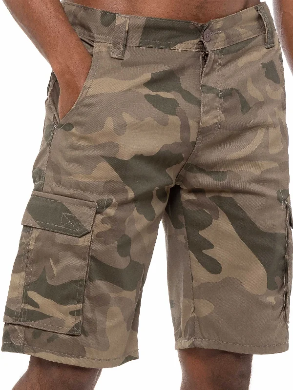 Kruze | Mens Cargo Casual Combat Camo Shorts