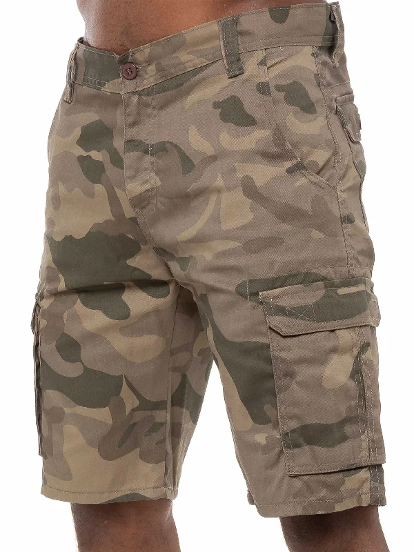 Kruze | Mens Cargo Casual Combat Camo Shorts