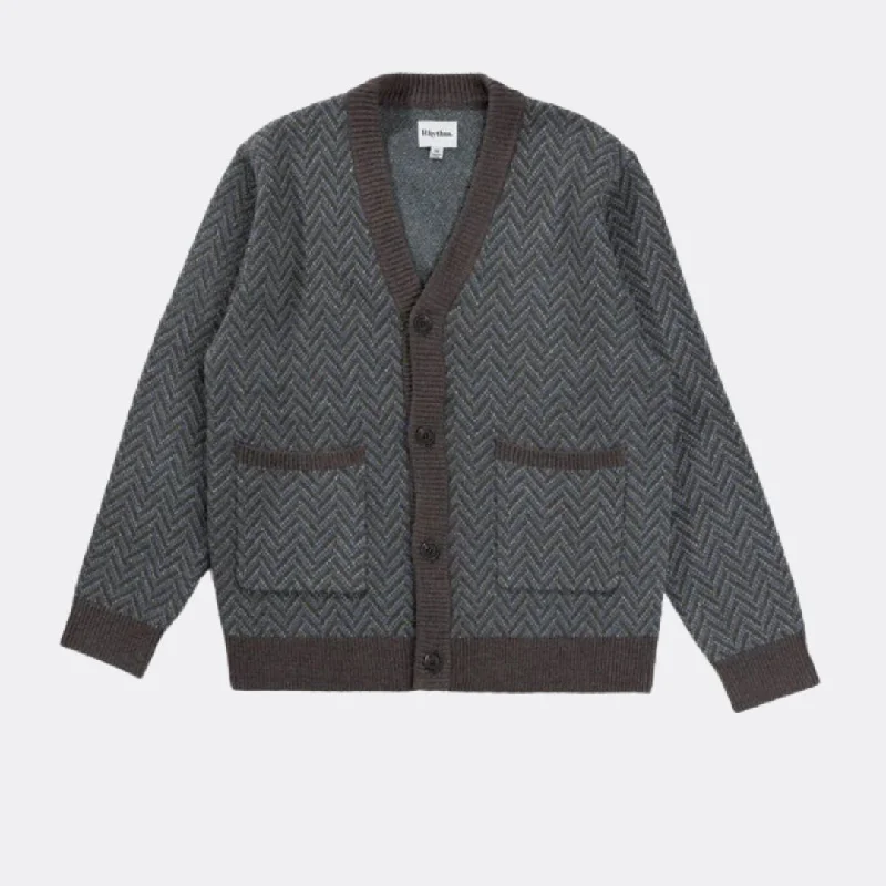 Mohair Herringbone Cardigan (Pacific)