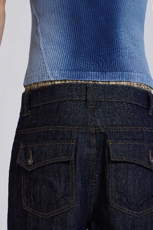 Raw Blue Denim Razor Jeans