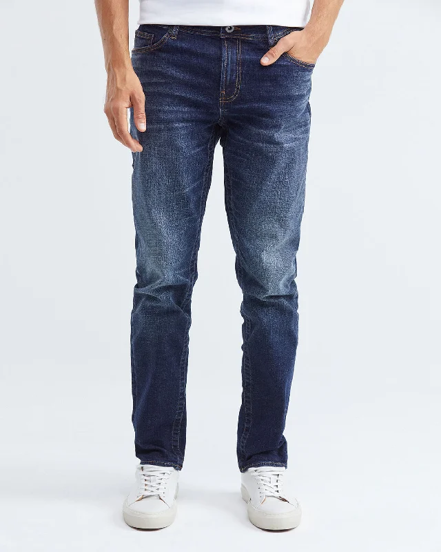 SLIM FIT MID-RISE JEANS IN DARK WASH