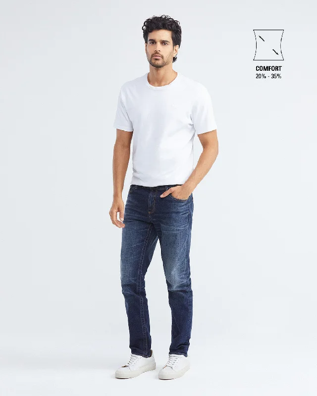 SLIM FIT MID-RISE JEANS IN DARK WASH