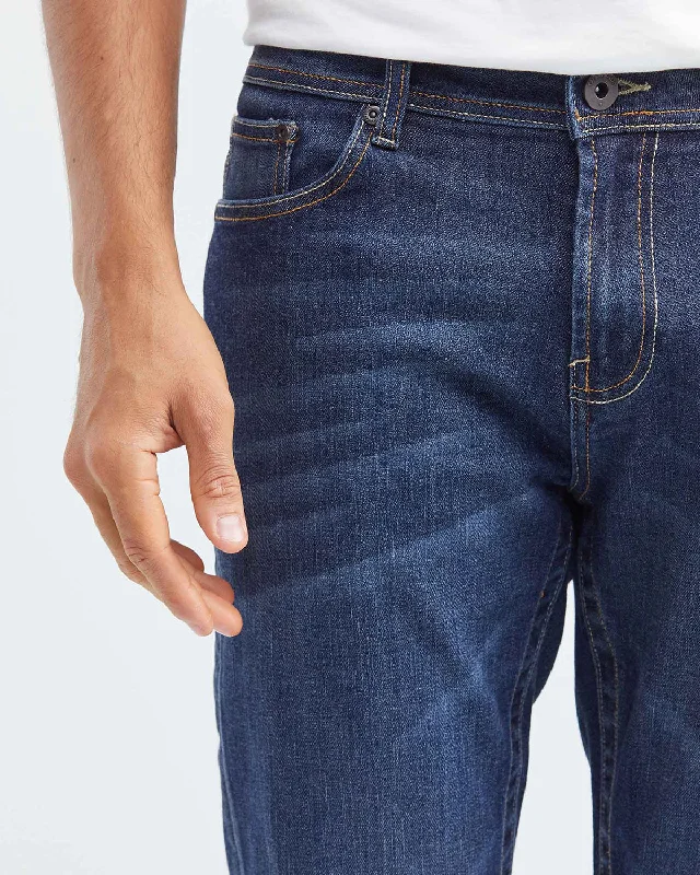 SLIM FIT MID-RISE JEANS IN DARK WASH