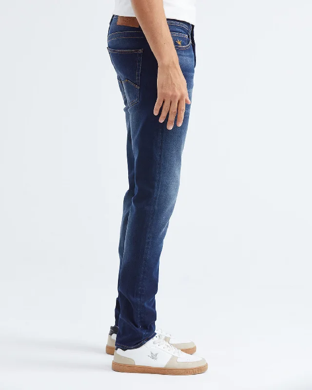 SLIM FIT MID-RISE JEANS IN DARK WASH