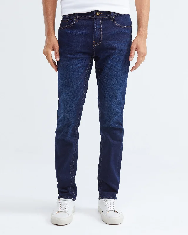 SLIM FIT MID-RISE JEANS IN DARK WASH