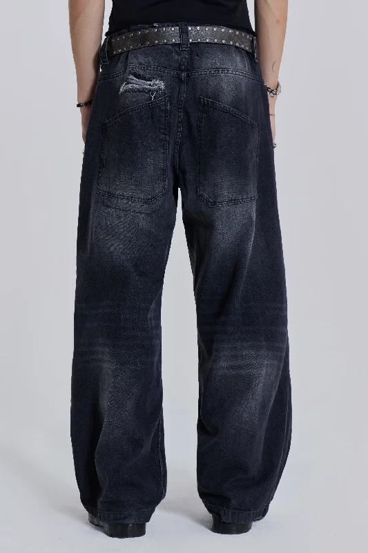 Washed Black Busted Colossus Baggy Jeans