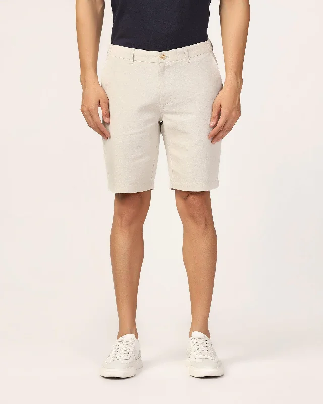 Linen Casual Natural Solid Shorts - Kin