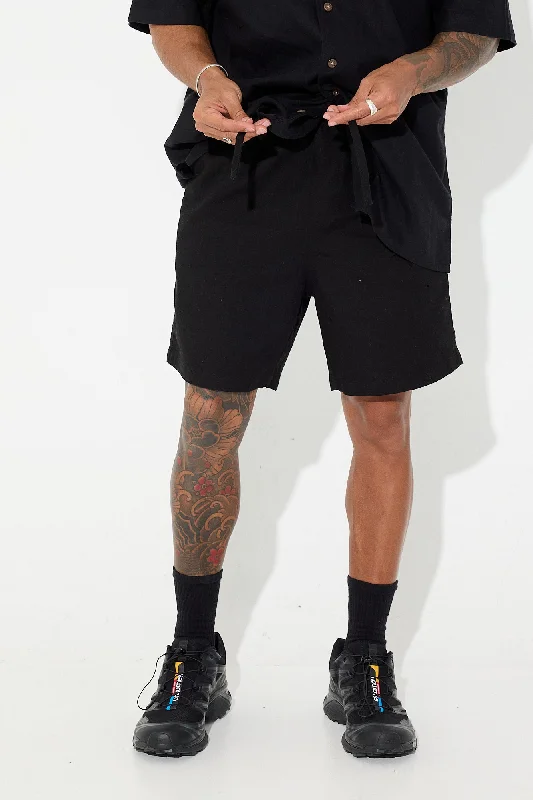 petros-linen-short-black