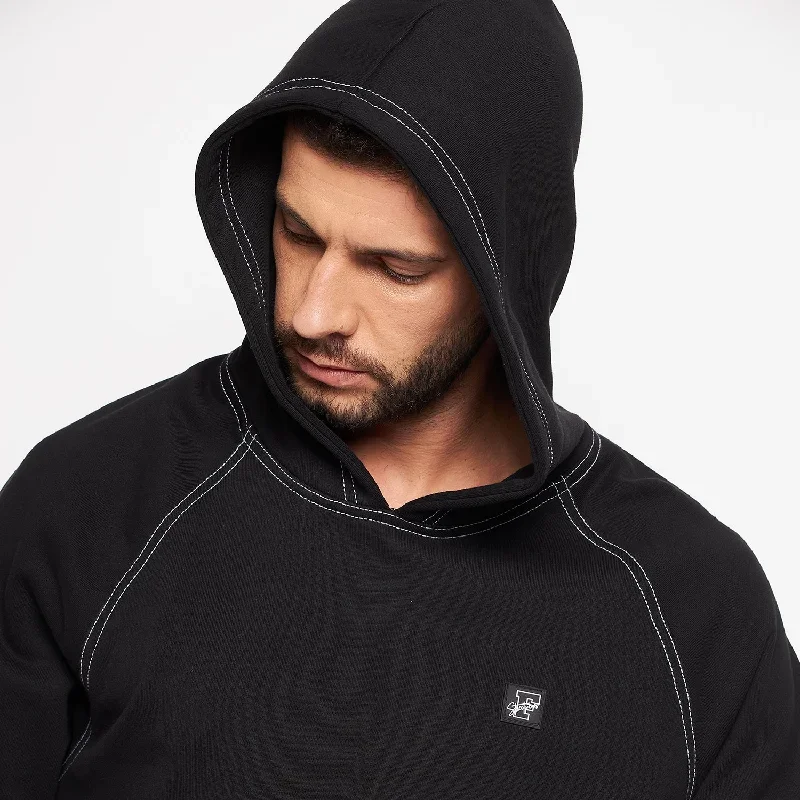 black-oversized-contrast-stitch-hooded-sweatshirt