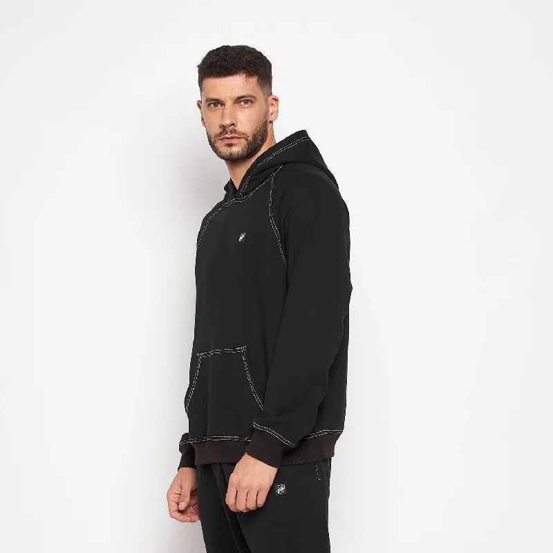 black-oversized-contrast-stitch-hooded-sweatshirt