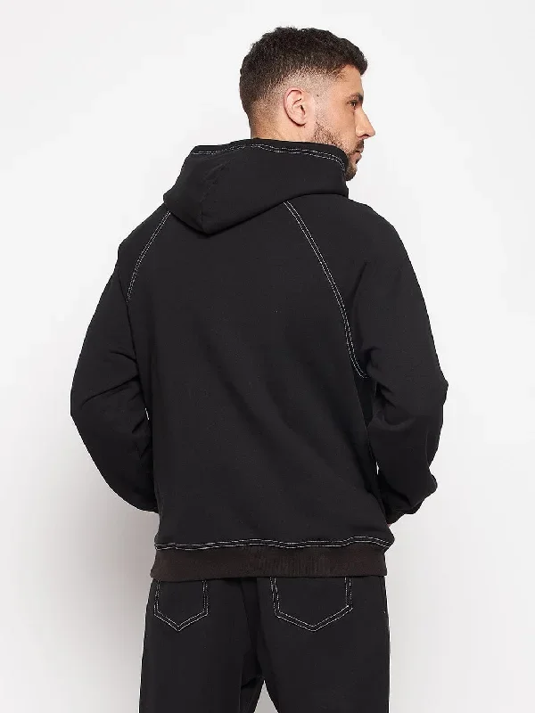 black-oversized-contrast-stitch-hooded-sweatshirt