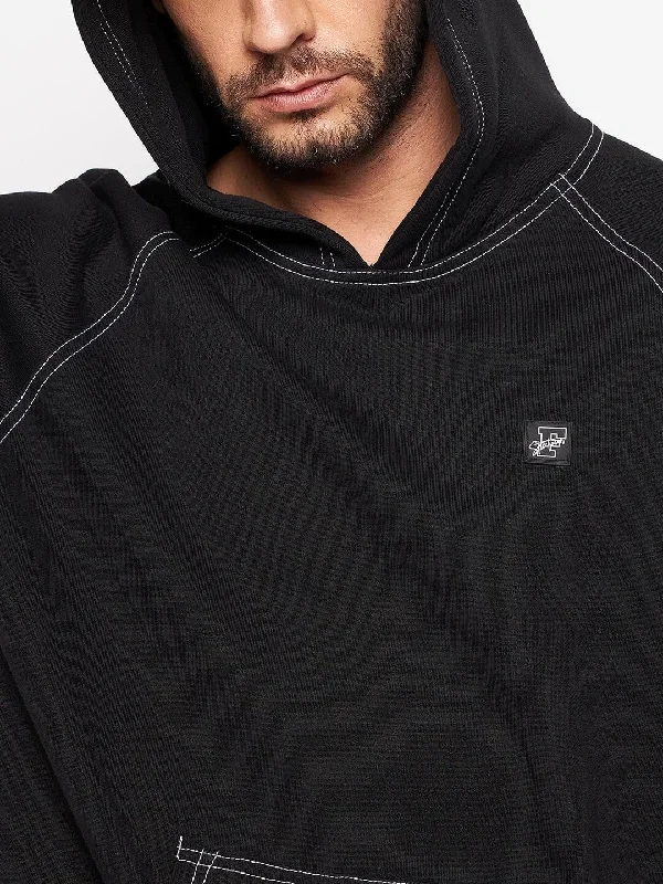 black-oversized-contrast-stitch-hooded-sweatshirt