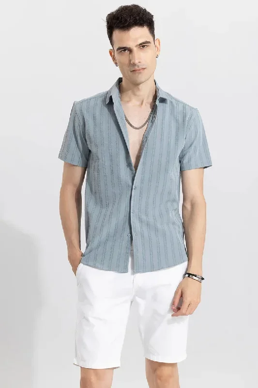 Wrinkled Stripe Blue Shirt